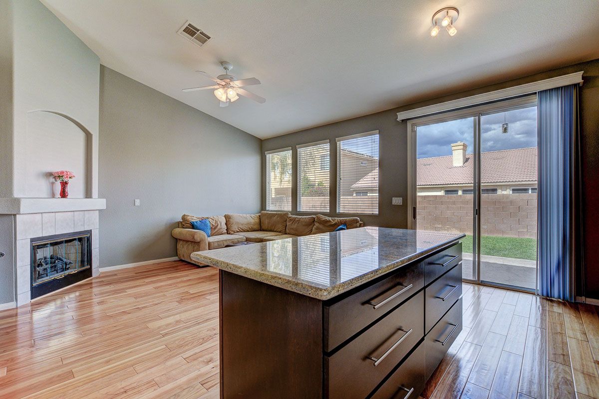 Sliding glass doors and large windows allow for lots of natural light